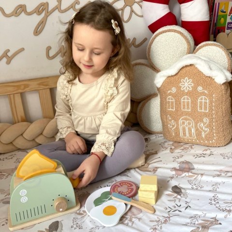 TOOKY TOY Toster Drewniany Pastelowy Zestaw Śniadaniowy TOOKY TOY Toster Drewniany Pastelowy Zestaw Śniadaniowy
