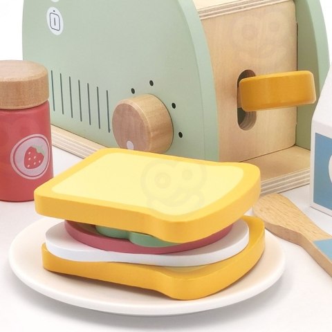 TOOKY TOY Toster Drewniany Pastelowy Zestaw Śniadaniowy TOOKY TOY Toster Drewniany Pastelowy Zestaw Śniadaniowy