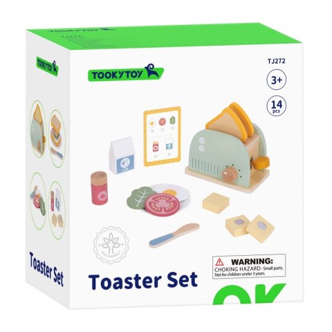 TOOKY TOY Toster Drewniany Pastelowy Zestaw Śniadaniowy TOOKY TOY Toster Drewniany Pastelowy Zestaw Śniadaniowy