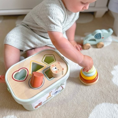 WOOPIE GREEN Pudełko Sorter Box 3w1 Klocki Piramidka Słonik FSC WOOPIE GREEN Pudełko Sorter Box 3w1 Klocki Piramidka Słonik FSC