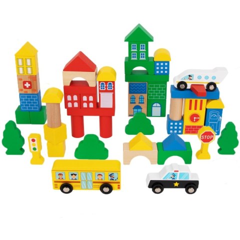 Tooky Toy Drewniane Klocki Budowanie Miasta 50 el. Tooky Toy Drewniane Klocki Budowanie Miasta 50 el.