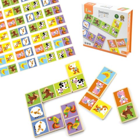 VIGA Edukacyjne Klocki Domino Drewniane gra Farma 28 elementów Montessori VIGA Edukacyjne Klocki Domino Drewniane gra Farma 28 elementów Montessori
