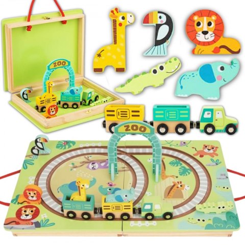 TOOKY TOY DREWNIANY POCIĄG KOLEJKA ZOO CIUCHCIA NA MAGNES TOR W WALIZCE TOOKY TOY DREWNIANY POCIĄG KOLEJKA ZOO CIUCHCIA NA MAGNES TOR W WALIZCE