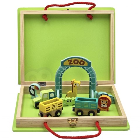 TOOKY TOY DREWNIANY POCIĄG KOLEJKA ZOO CIUCHCIA NA MAGNES TOR W WALIZCE TOOKY TOY DREWNIANY POCIĄG KOLEJKA ZOO CIUCHCIA NA MAGNES TOR W WALIZCE