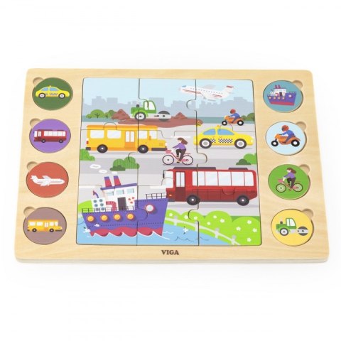 VIGA Drewniane Puzzle Odgadnij po Cieniu - Środki Transportu Układanka 17 el. VIGA Drewniane Puzzle Odgadnij po Cieniu - Środki Transportu Układanka 17 el.