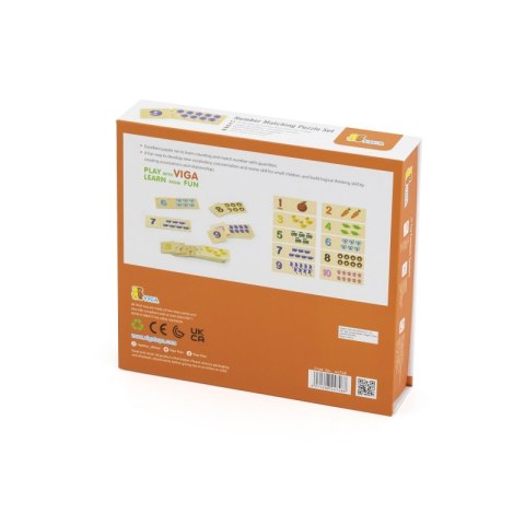 VIGA Zestaw Drewniane Puzzle Dopasuj Liczby Układanka Montessori VIGA Zestaw Drewniane Puzzle Dopasuj Liczby Układanka Montessori