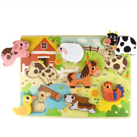 Tooky Toy Drewniane Puzzle Montessori Zwierzątka Farma Dopasuj Kształty Tooky Toy Drewniane Puzzle Montessori Zwierzątka Farma Dopasuj Kształty
