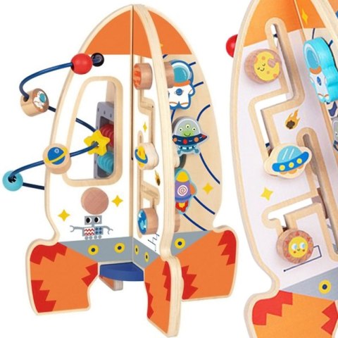 Tooky Toy Duża Drewniana Zabawka Edukacyjna Wielofunkcyjna Rakieta Tooky Toy Duża Drewniana Zabawka Edukacyjna Wielofunkcyjna Rakieta