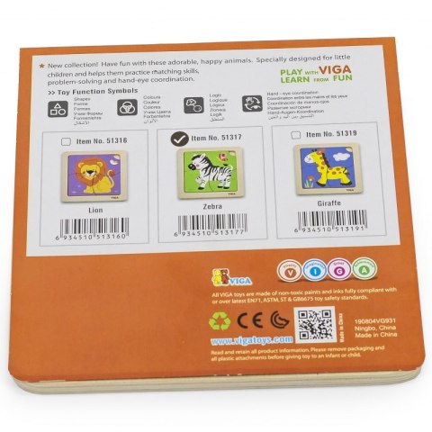 VIGA Poręczne Drewniane Puzzle Zebra VIGA Poręczne Drewniane Puzzle Zebra