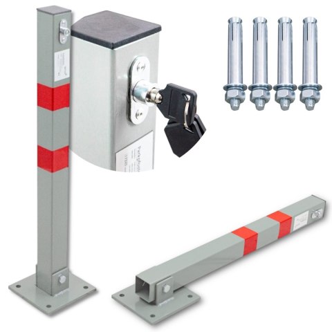 Blokada parkingowa składana słupek parkingowy stalowy 65 cm zestaw 2 sztuki Blokada parkingowa składana słupek parkingowy stalowy 65 cm zestaw 2 sztuki
