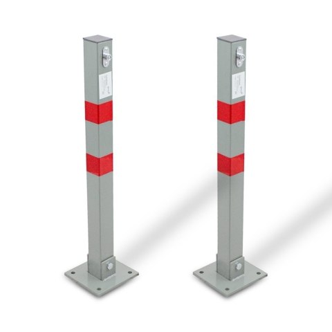 Blokada parkingowa składana słupek parkingowy stalowy 65 cm zestaw 2 sztuki Blokada parkingowa składana słupek parkingowy stalowy 65 cm zestaw 2 sztuki