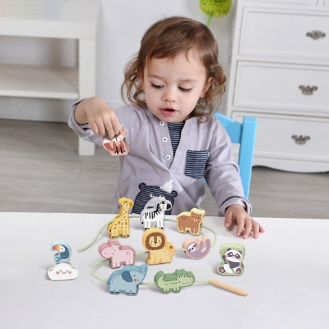 WOOPIE GREEN Drewniana Nawlekanka Klocki Przeplatanka ZOO Montessori 13 el. WOOPIE GREEN Drewniana Nawlekanka Klocki Przeplatanka ZOO Montessori 13 el.