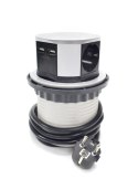 CHOWANE GNIAZDO STOŁOWE 4 GNIAZDA Z USB SREBRNE 1,5 M DO BIURA I DOMU