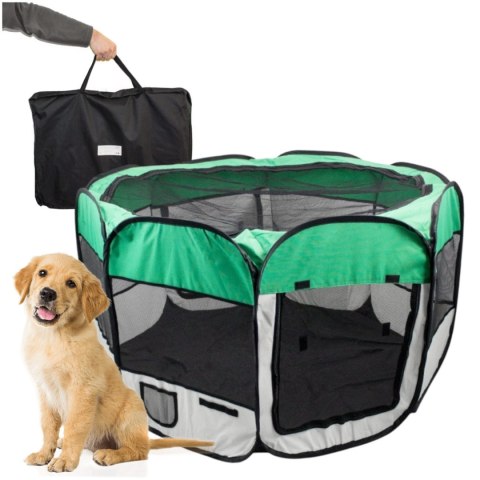 Duży Kojec dla Psów i Zwierząt 125cm Zielony Pop-Up z Torbą Przenośny Duży Kojec dla Psów i Zwierząt 125cm Zielony Pop-Up z Torbą Przenośny