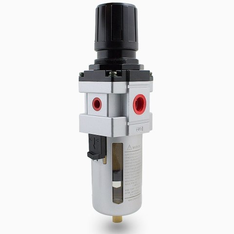 Filtr sprężonego powietrza 1/2" z reduktorem ciśnienia i manometrem 10 bar Filtr sprężonego powietrza 1/2" z reduktorem ciśnienia i manometrem 10 bar