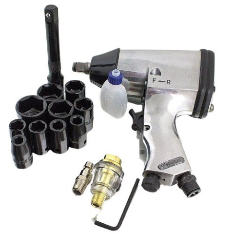 Klucz udarowy pneumatyczny 1/2" 311 nm + zestaw nasadek crv walizka