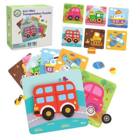 WOOPIE GREEN Układanka Drewniana Klocki Pojazdy Montessori FSC WOOPIE GREEN Układanka Drewniana Klocki Pojazdy Montessori FSC