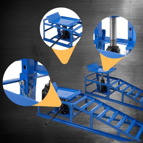 Rampy najazdowe z podno艣nikiem hydraulicznym 2x2000 kg stalowe regulowane Rampy najazdowe z podno艣nikiem hydraulicznym 2x2000 kg stalowe regulowane