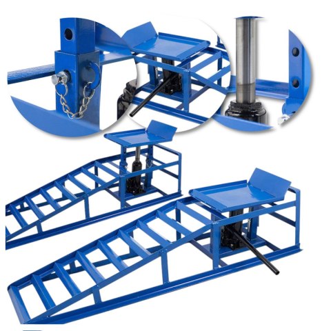 Rampy najazdowe z podno艣nikiem hydraulicznym 2x2000 kg stalowe regulowane Rampy najazdowe z podno艣nikiem hydraulicznym 2x2000 kg stalowe regulowane
