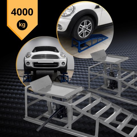 Rampy z podnośnikiem hydraulicznym grafitowe 2x2000 kg szerokość opony 22cm Rampy z podnośnikiem hydraulicznym grafitowe 2x2000 kg szerokość opony 22cm