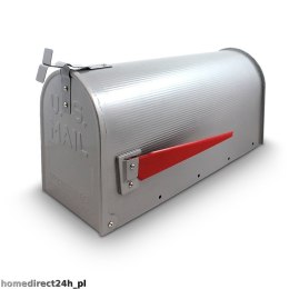 Skrzynka Pocztowa Amerykańska Srebrna USA Mailbox z Uchwytem Montażowym