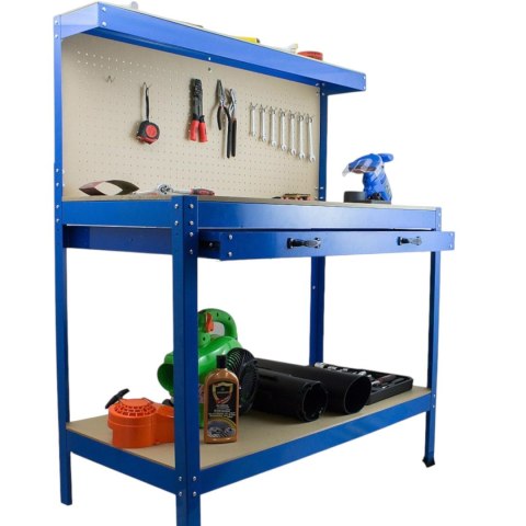 Solidny Stół Warsztatowy z Szufladą Haki Uchwyty 100 kg 115x55 cm Duży blat Solidny Stół Warsztatowy z Szufladą Haki Uchwyty 100 kg 115x55 cm Duży blat