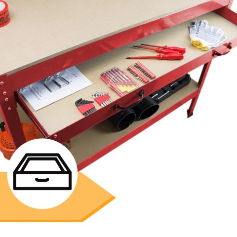St贸艂 warsztatowy z uchwytami blat 115x55 cm szuflada haki x12 stabilny stal St贸艂 warsztatowy z uchwytami blat 115x55 cm szuflada haki x12 stabilny stal