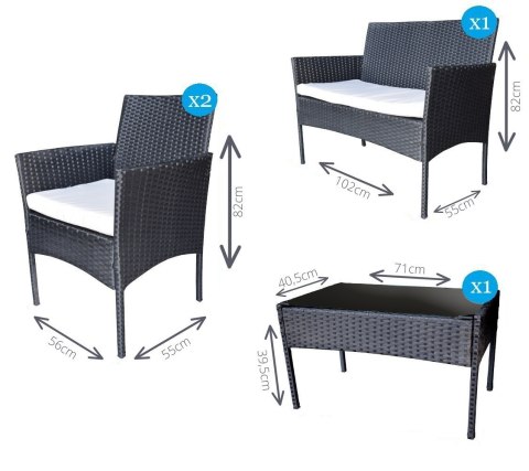 Zestaw Mebli Rattanowych 2 Fotele Stolik Sofa Technorattan Szary Bituxx Zestaw Mebli Rattanowych 2 Fotele Stolik Sofa Technorattan Szary Bituxx