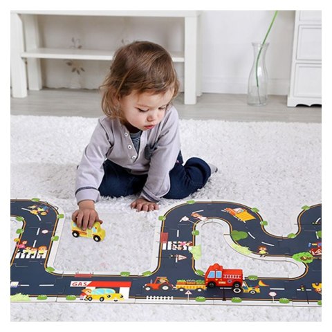 TOOKY TOY Droga Autostrada Puzzle + Pojazdy Samochody Znaki Drogowe TOOKY TOY Droga Autostrada Puzzle + Pojazdy Samochody Znaki Drogowe