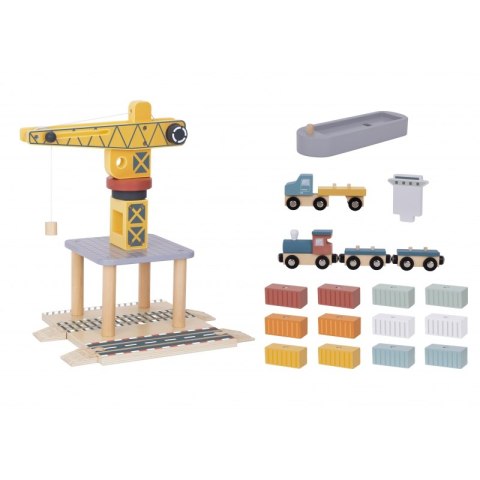 TOOKY TOY Dźwig Portowy Drewniany Zestaw TOOKY TOY Dźwig Portowy Drewniany Zestaw