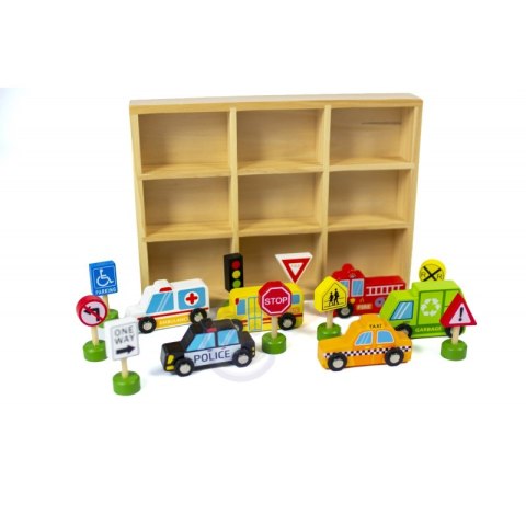 TOOKY TOY Zestaw Drewnianych Pojazdów i Znaków Drogowych TOOKY TOY Zestaw Drewnianych Pojazdów i Znaków Drogowych