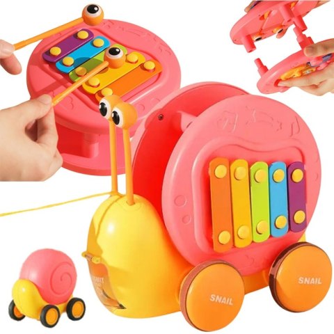 WOOPIE Ślimak do Ciągnięcia 4w1 Cymbałki Zębatki Sensoryczne Wyrzutnia + Małe Autko WOOPIE Ślimak do Ciągnięcia 4w1 Cymbałki Zębatki Sensoryczne Wyrzutnia + Małe Autko