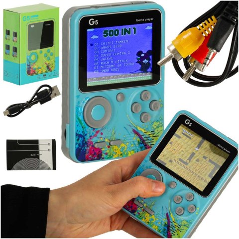 Konsola przenośna do gier mini retro niebieska Kik Sp. z o. o. Sp. k. Konsola przenośna do gier mini retro niebieska Kik Sp. z o. o. Sp. k.