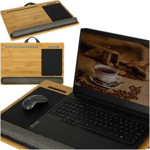 Stolik pod laptopa przenośny taca do łóżka na kolana podstawka drewniany z poduszką Kik Sp. z o. o. Sp. k. Stolik pod laptopa przenośny taca do łóżka na kolana podstawka drewniany z poduszką Kik Sp. z o. o. Sp. k.