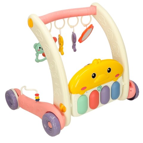 Mata edukacyjna chodzik pchacz z pianinkiem 2w1 Bibi-inn różowa Kik Sp. z o. o. Sp. k.