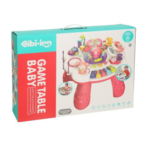 Stolik edukacyjny pianinko sorter telefon perkusja z dźwiękiem różowy Bibi-inn Kik Sp. z o. o. Sp. k.