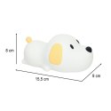 Lampka nocna dla dzieci silikonowa dotykowa miękka LED USB biała piesek leżący Kik Sp. z o. o. Sp. k.