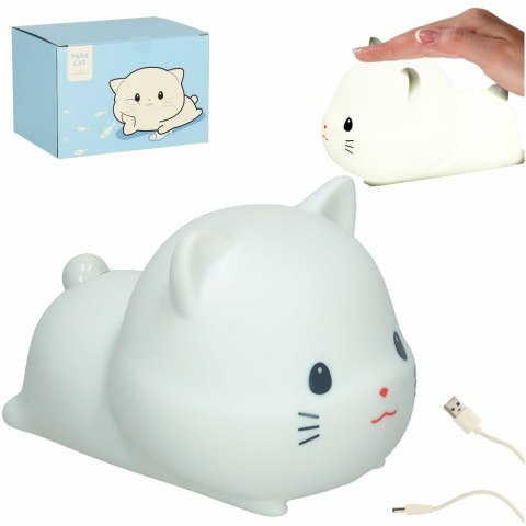 Lampka nocna dla dzieci silikonowa dotykowa miękka USB biała kotek leżący Kik Sp. z o. o. Sp. k. Lampka nocna dla dzieci silikonowa dotykowa miękka USB biała kotek leżący Kik Sp. z o. o. Sp. k.