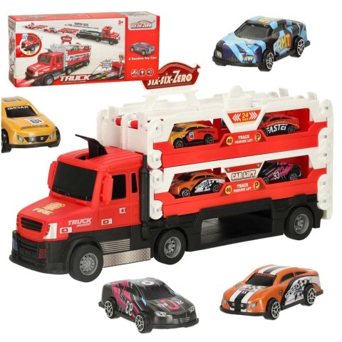 TIR Laweta samochód transporter pojazd składany 6 aut czerwony Kik Sp. z o. o. Sp. k.