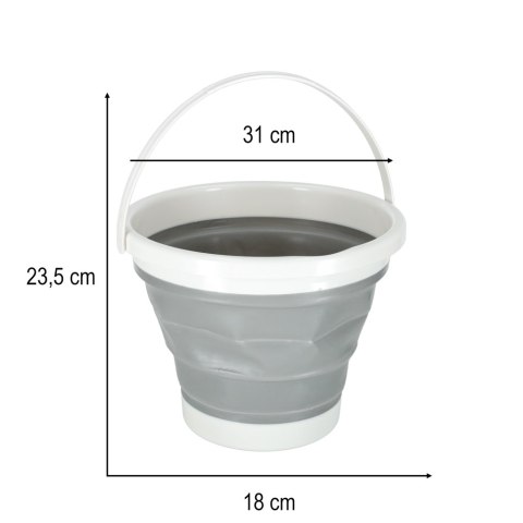 Wiadro silikonowe wiaderko składane uniwersalne z raczką kempingowe na grzyby ryby 10 L szary Kik Sp. z o. o. Sp. k.