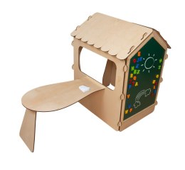 Domek ogrodowy drewniany stolik tablica kredowa 86 x 137 x 105 cm 