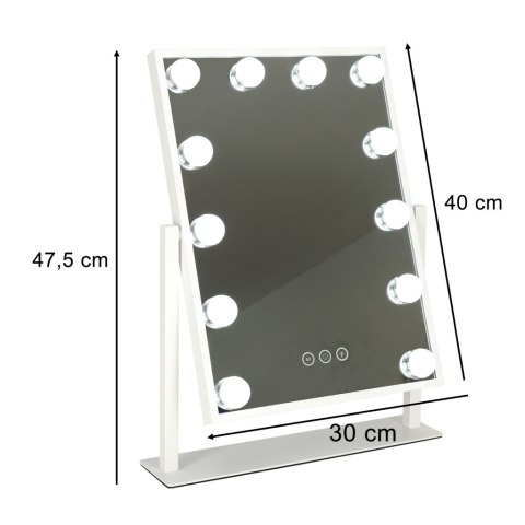 Lusterko do makijażu kosmetyczne podświetlane LED Hollywood z 12 żarówkami USB 30 x 40 cm Kik Sp. z o. o. Sp. k. Lusterko do makijażu kosmetyczne podświetlane LED Hollywood z 12 żarówkami USB 30 x 40 cm Kik Sp. z o. o. Sp. k.