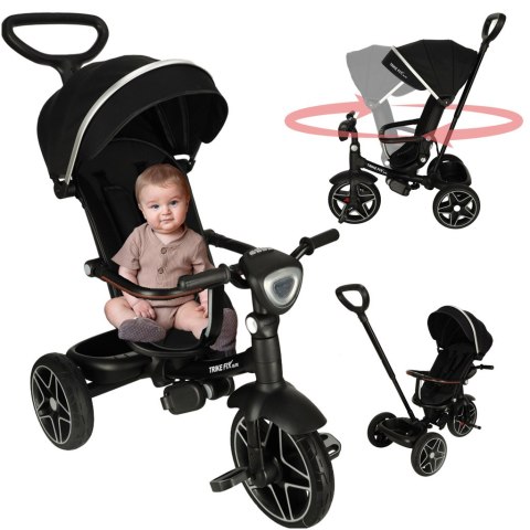Rowerek trójkołowy TRIKE FIX Elite 2w1 z daszkiem obracany regulowany spacerówka prowadnik pasy czarny Kik Sp. z o. o. Sp. k.
