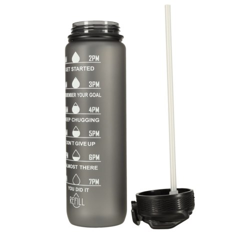Butelka na wodę bidon ze słomką uchwytem miarką motywacyjną na siłownię BPA free Tritan 1l czarna Kik Sp. z o. o. Sp. k. Butelka na wodę bidon ze słomką uchwytem miarką motywacyjną na siłownię BPA free Tritan 1l czarna Kik Sp. z o. o. Sp. k.