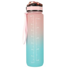 Butelka na wodę bidon ze słomką uchwytem miarką motywacyjną na siłownię BPA free Tritan 1l róż błękit Kik Sp. z o. o. Sp. k.