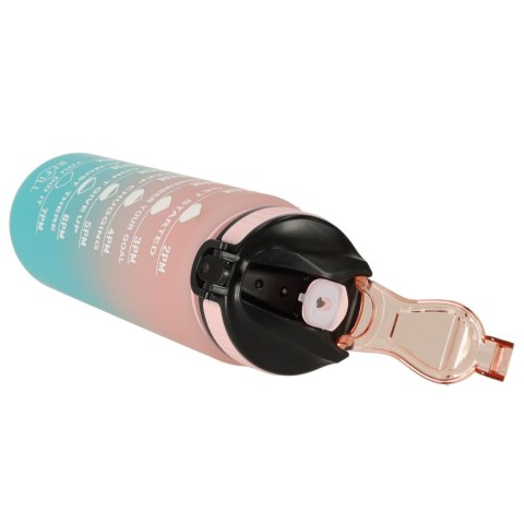 Butelka na wodę bidon ze słomką uchwytem miarką motywacyjną na siłownię BPA free Tritan 1l róż błękit Kik Sp. z o. o. Sp. k.