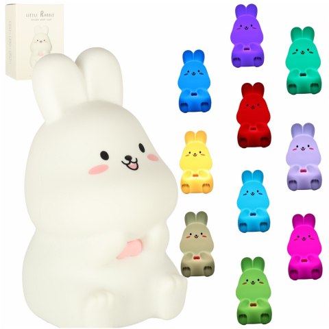Lampka nocna dla dzieci silikonowa dotykowa miękka LED RGB biała z różem króliczek Kik Sp. z o. o. Sp. k.