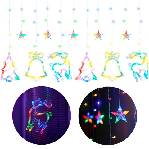 Lampki LED kurtyna renifer dzwonek mix świąteczne choinkowe 2,5m 138LED multikolor 8 trybów świecenia IP44 Kik Sp. z o. o. Sp. k. Lampki LED kurtyna renifer dzwonek mix świąteczne choinkowe 2,5m 138LED multikolor 8 trybów świecenia IP44 Kik Sp. z o. o. Sp. k.