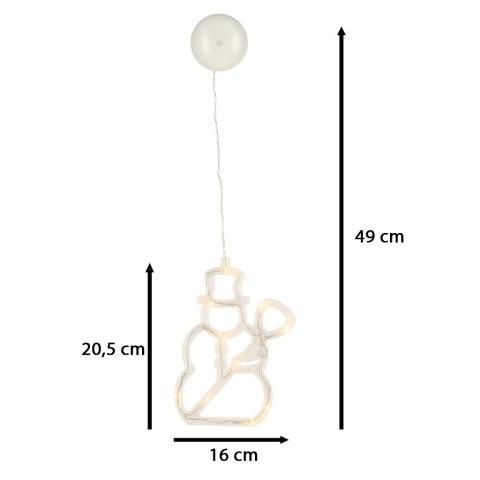 Lampki LED wisząca dekoracja świąteczna okna bałwanek 49cm przyssawka 10 LED Kik Sp. z o. o. Sp. k.