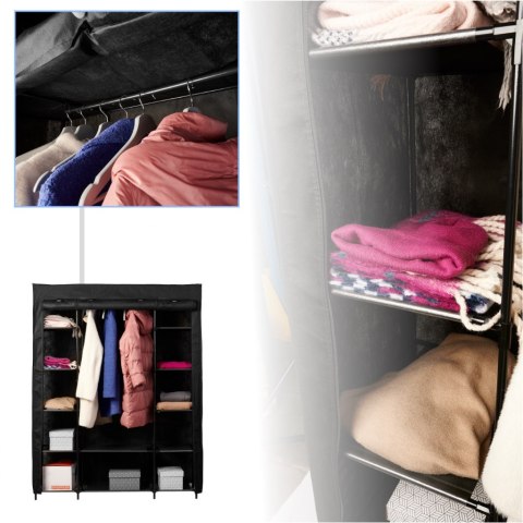 Szafa tekstylna materiałowa składana garderoba na ubrania XXL czarna Kik Sp. z o. o. Sp. k.